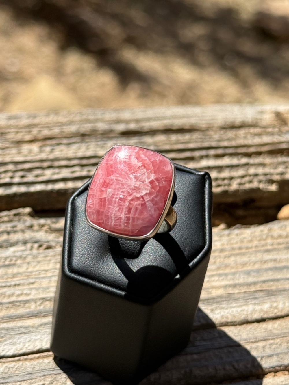 925 Sterling Silver Rhodochrosite Ring Size 7